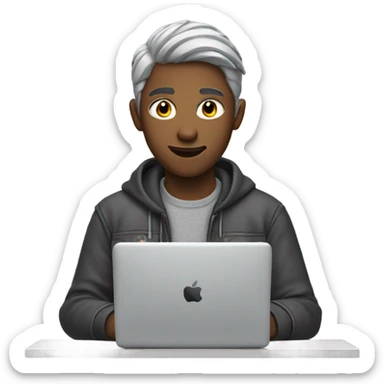Teenager with gray hair playing video games sticker