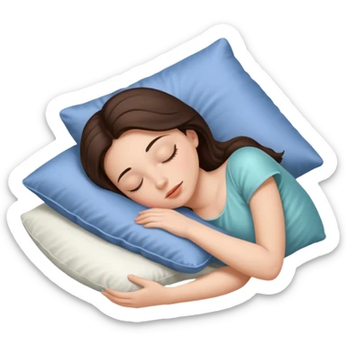 Emoji sleeping beauty brunette white girl with a silk pillow sticker