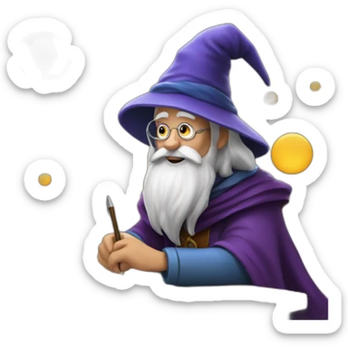 wizard writing a story sticker