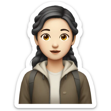 korean girl in mid-20s with long  sticker