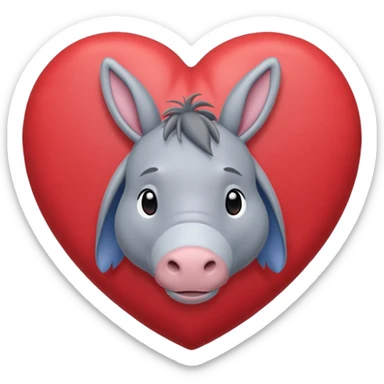 Eeyore from Winnie the Pooh inside a big hwart sticker