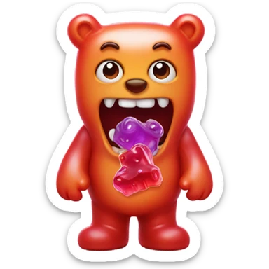 Gummy bear with a monster  sticker
