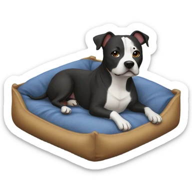 Staffie dog in small bed sticker