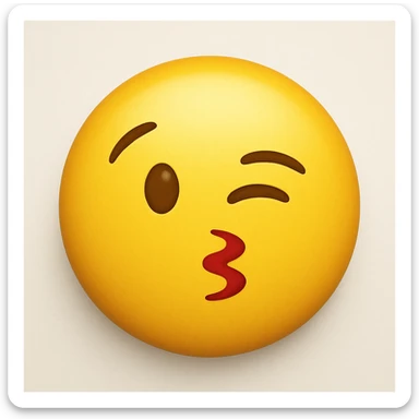 yellow face emoji with bold lipstick and wink sticker