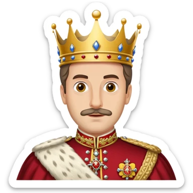 Carlos I of Spain, Habsburg king with crown and royal attire, prominent jaw sticker
