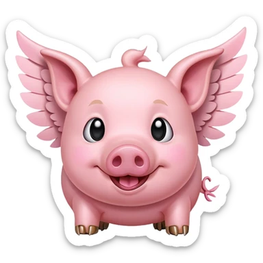 smiley face winged flying pig  sticker