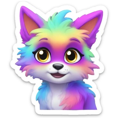 Colorful gradient-Sparkle-nebula-fursona anthropomorphic furry full body sticker
