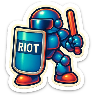Lets do something else now. can you show me a riot shield robot sticker