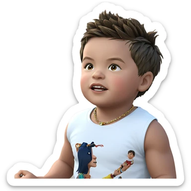 young boy with necklace sticker