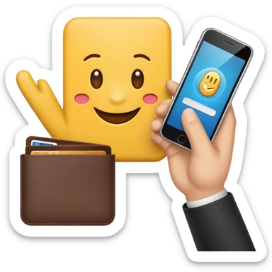 waving hand emoji next to digital wallet inviting user to connect their wallet sticker
