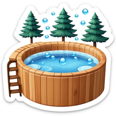 outdoor hot tub made of wood sticker
