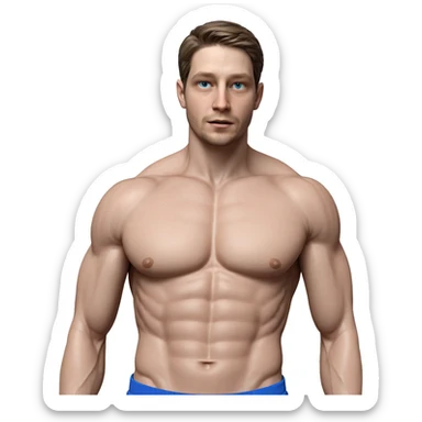 muscular man in blue pants sticker