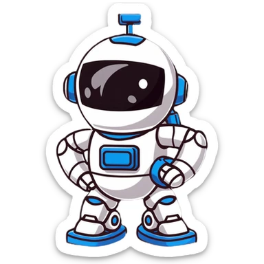 cute robot assistant with helpful pose sticker
