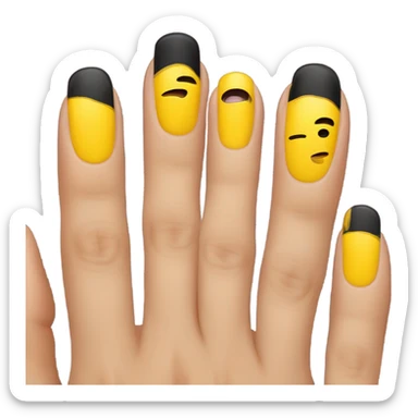 4 yellow painted nails with middle nail painted black  sticker