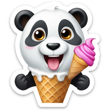 Panda eating ice cream sticker