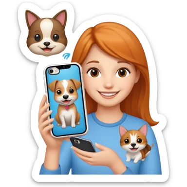 girl holding an iphone case with pets sticker