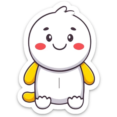 A cute plush toy with a cheerful face sticker