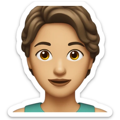 mujer morocha, con pecas ,ojos marrones y pelo corto sticker