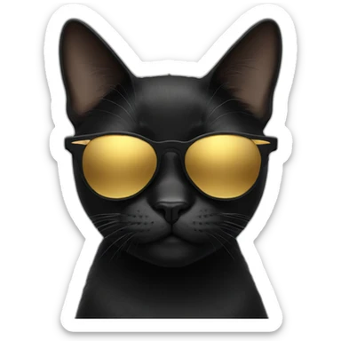 BLACK CAT WITH GOLDEN SUNGLASSES sticker