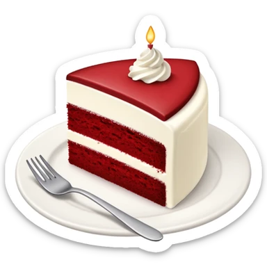 red velvet cake with fork and plate sticker