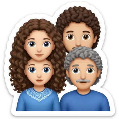 make a couple with the boy taller then the girl and the boy is mexican with brown eyes and brown hair slightly wavy/curly and some front hairs gray and then girl with blue eyes with brown long curly hair and she is white  sticker