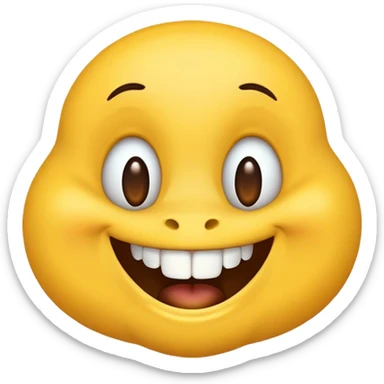 Yellow emoji smiling with gapped teeth and a mole on its left side of its neck sticker