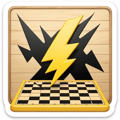 a yellow lightning hitting a chess board sticker