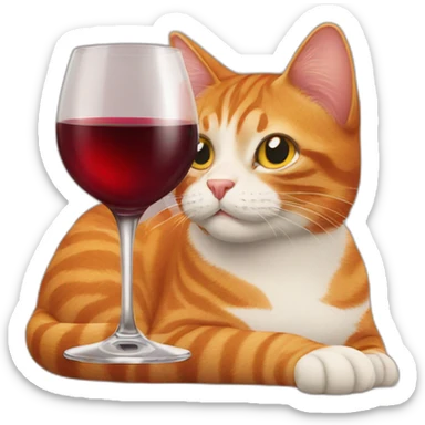 Ginger cat drinking red wine sticker