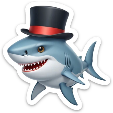 Shark with a top hat sticker