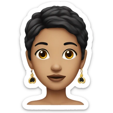 girl with black hair earrings sticker
