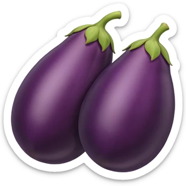 An eggplant with two small oranges at the base sticker
