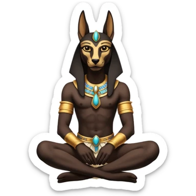 Ancient style lavishly adorned rugged anubis young staged formally sitting posed  sticker