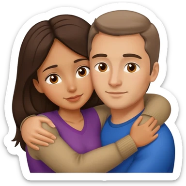 couple hug with warm Latina girl and russian man sticker