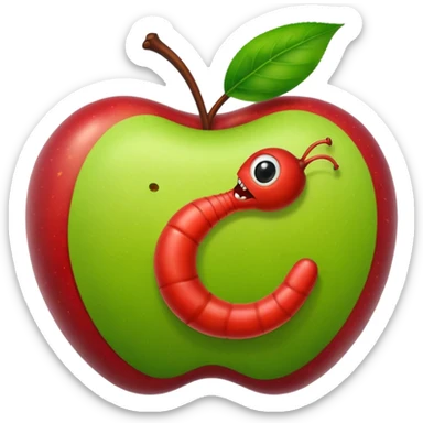 worm, apple sticker