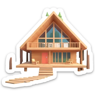 contemporary forest house with natural materials and integrated into woodland setting sticker