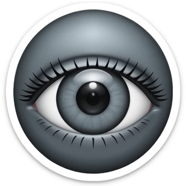 Minimal emoji, gothic futuristic eye, cold grey sclera, the pupil is fully replaced by a solid black number 8 eight, occult cyber aesthetic, sharp clean lines, flat emoji design, centered, transparent background sticker