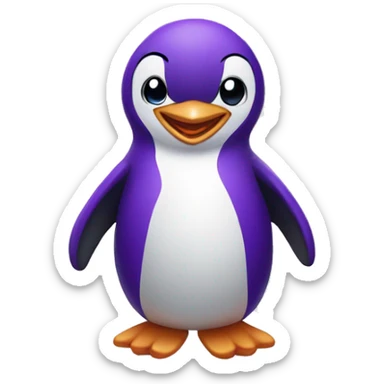 purple smiling penguin sticker