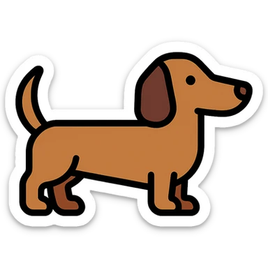 simple lineal drawing of a whole brown dachshund dog, icon format for text posts, no background sticker