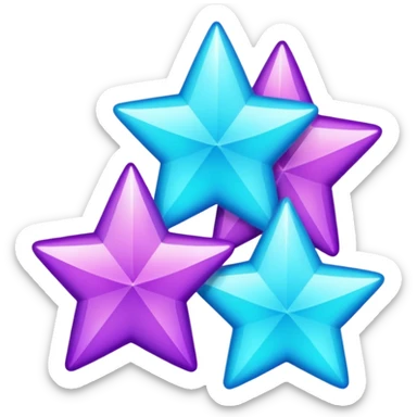 glitter purple and cian 3 stars sticker