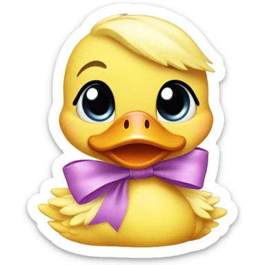 Baby duck wearing a bow on head sticker