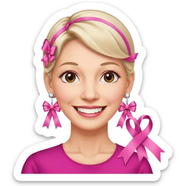 Mature Women with earrings of pink ribbons sticker