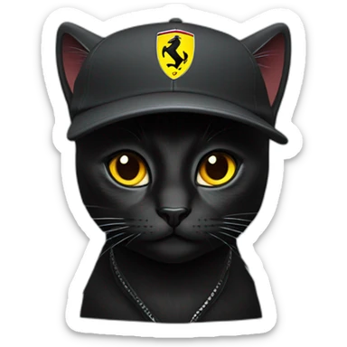 Black cat with f1 Ferrari cap  sticker