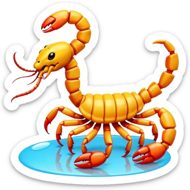 A 3D cartoon candy with a small scorpion inside, bright colors, clear reflection, realistic Memoji-style. sticker