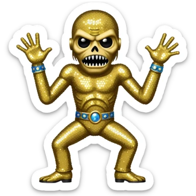 iron maiden monster eddie elegante glamour sparkle dance sticker