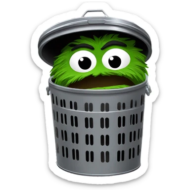 oscar the grouch inside metal trash can sticker