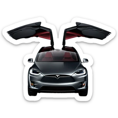 Black 2024 Tesla model x plaid with falcon wing doors open sticker