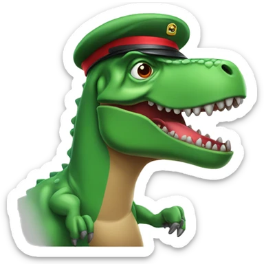 Green Trex wearing red beret and eyeglasses  sticker