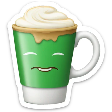 A cappuccino in green cup sticker