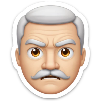 angry face with mustache sticker