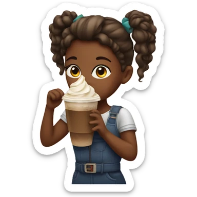 Girl drinking a frappe sticker